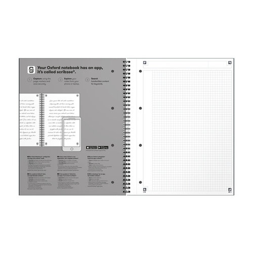 Oxford Spiraalblok Oxford International Notebook A4+ ruit 5X5mm zwart