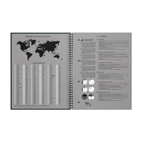 Oxford Cahier à spirale Oxford International Notebook A4+ carreau 5x5mm noir