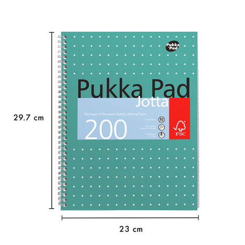 Pukka Pad Collegeblok Pukka Pad Jotta A4 lijn 4-gaats 200 pagina's 80gr groen