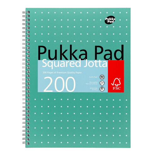 Pukka Pad Collegeblok Pukka Pad Jotta A4 ruit 5x5mm 4-gaats 200 pagina's 80gr groen