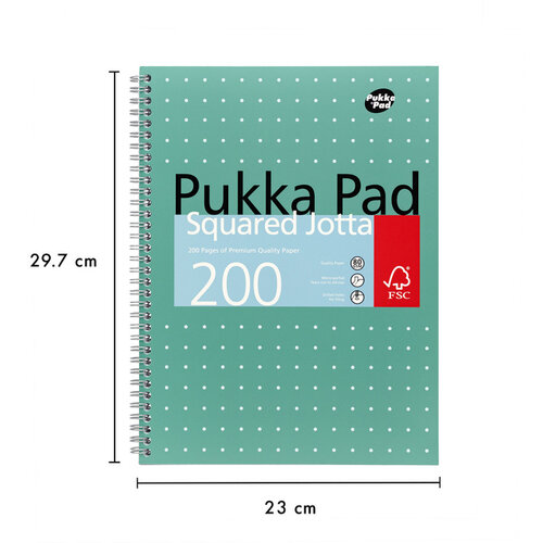Pukka Pad Collegeblok Pukka Pad Jotta A4 ruit 5x5mm 4-gaats 200 pagina's 80gr groen