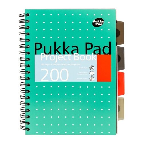 Pukka Pad Carnet de projets Pukka Pad Metallic B5 ligné 4 intercalaires 200 pages 80g vert