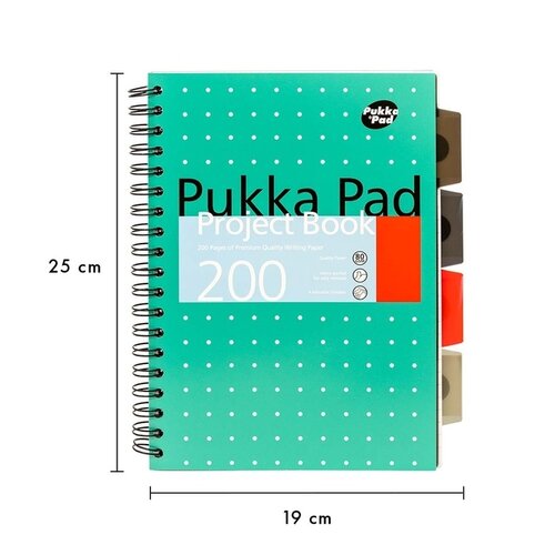Pukka Pad Carnet de projets Pukka Pad Metallic B5 ligné 4 intercalaires 200 pages 80g vert