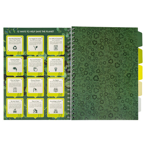 Pukka Pad Projectboek Pukka Pad Recycled A4 lijn 5-tabs 4-gaats 200 pagina's 80gr groen