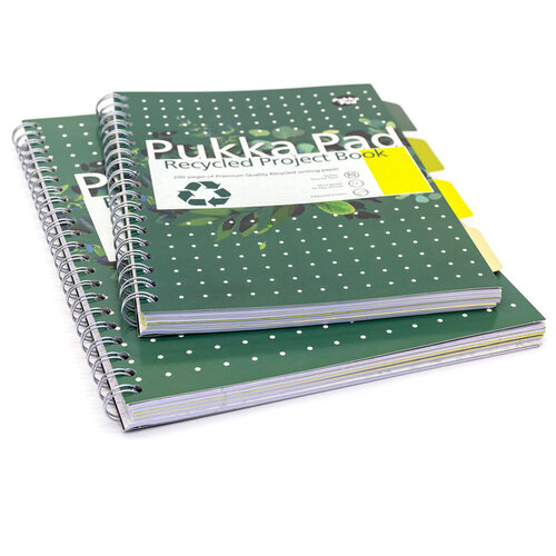 Pukka Pad Carnet de projets Pukka Pad Recycled B5 ligné 4 intercalaires 200 pages 80g vert