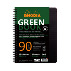 Notitieboek Rhodia Greenbook A5 lijn 6-gaats 180 pagina's 90gr zwart