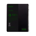 Rhodia Cahier de notes Rhodia Greenbook A5 ligné 6 perforations 180 pages 90g noir
