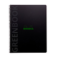 Rhodia Cahier de notes Rhodia Greenbook A4 ligné 4 perforations 180 pages 90g noir