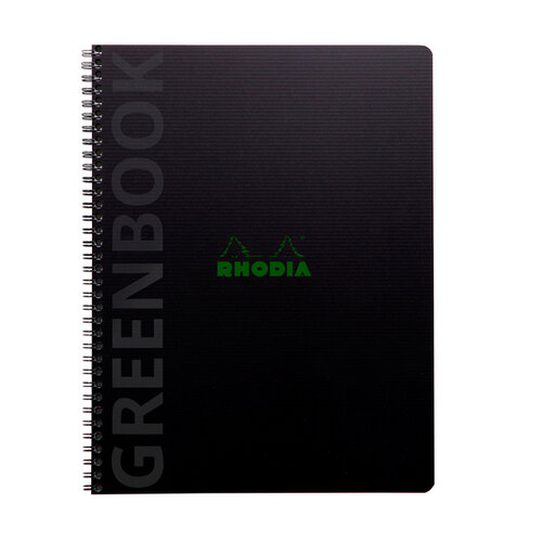 Rhodia Cahier de notes Rhodia Greenbook A4 ligné 4 perforations 180 pages 90g noir