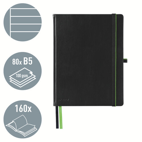 Leitz Cahier Leitz Complete 187x242mm ligné 160 pages 100g noir