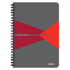 Cahier Leitz Office A5 ligné 180 pages 80g gris rouge