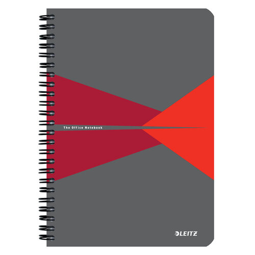 Leitz Notitieboek Leitz Office A5 lijn 180 pagina's 80gr grijs rood