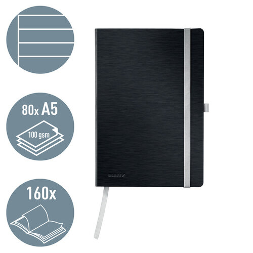 Leitz Carnet de notes Leitz Style A5 ligné 160 pages 100g noir