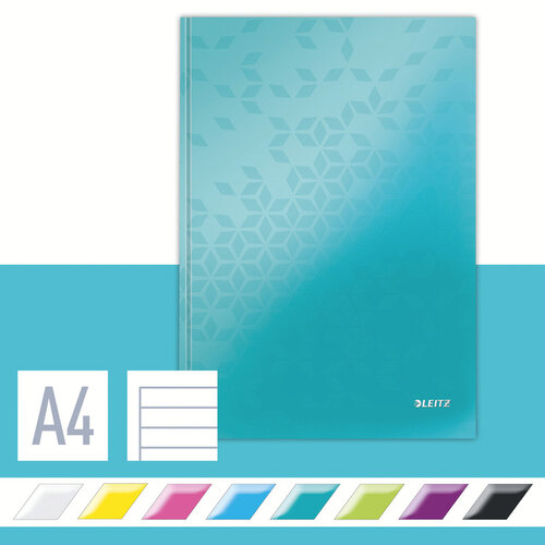 Leitz Notitieboek Leitz WOW A4 160 pagina's 90gr lijn ijsblauw