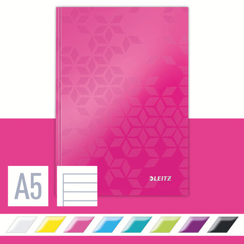 Leitz Notitieboek Leitz WOW A5 160blz 90gr lijn roze