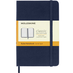 Carnet Moleskine Pocket 90x140mm ligné couverture rigide bleu saphir