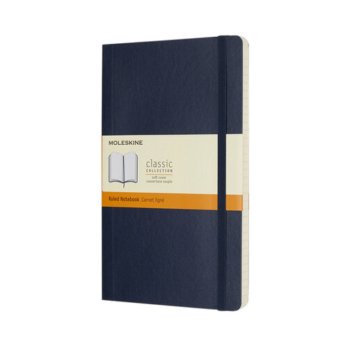 Moleskine Carnet Moleskine large 130x210mm ligné couverture souple bleu saphir