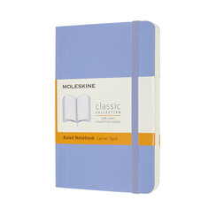 Carnet Moleskine Pocket 90x140mm ligné couverture souple bleu hortensia