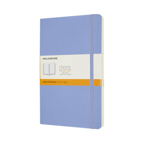 Moleskine Carnet Moleskine large 130x210mm ligné couverture souple bleu hortensia
