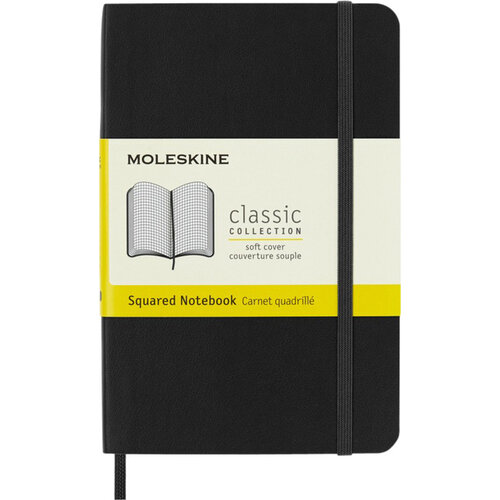 Moleskine Notitieboek Moleskine pocket 90x140mm ruit 5x5mm soft cover zwart