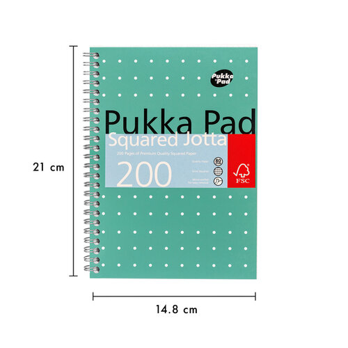 Pukka Pad Bloc-notes Pukka Pad Jotta A5 carreau 5x5mm 200 pages 80g vert