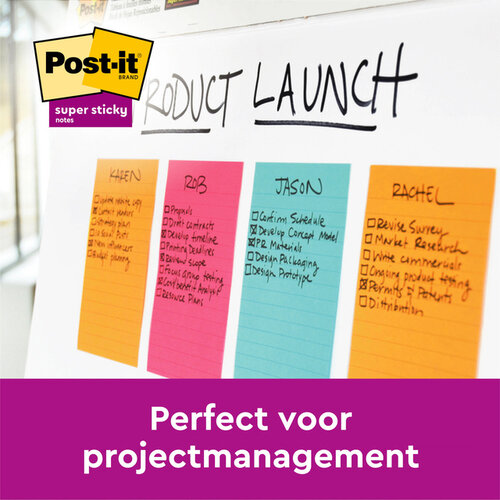Post-it Bloc mémos 3M Post-it 584 127x203 Super Sticky ligné assorti 4 pièces