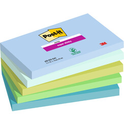 Bloc mémo 3M Post-it 655 76x127mm Super Sticky Oasis 5 pièces