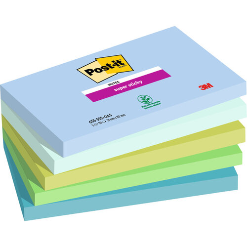 Post-it Memoblok 3M Post-it 655 76mmx127mm Super Sticky Oasis 5 stuks