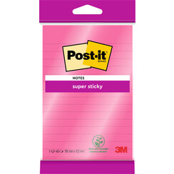 Bloc-mémos 3M Post-it 4645 Super Sticky 101x152mm ligné rose