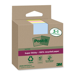 Memoblok 3M Post-it 654 RSSCOL 76x76mm assorti kleur 3+1 gratis