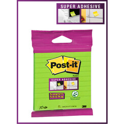 Bloc-mémos 3M Post-it XL-LL Super Sticky 101x101mm ligné vert 70 feuilles