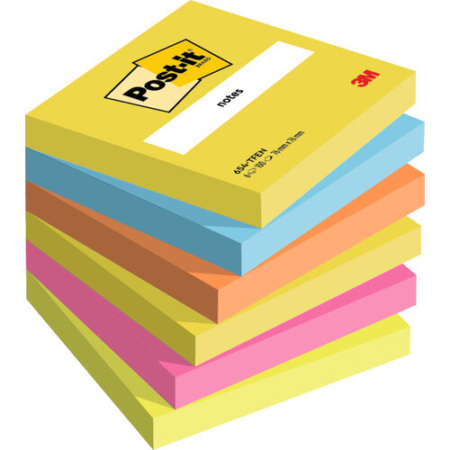 Post-it Memoblok 3M Post-it 654 76x76mm Energetic Colours 6 stuks