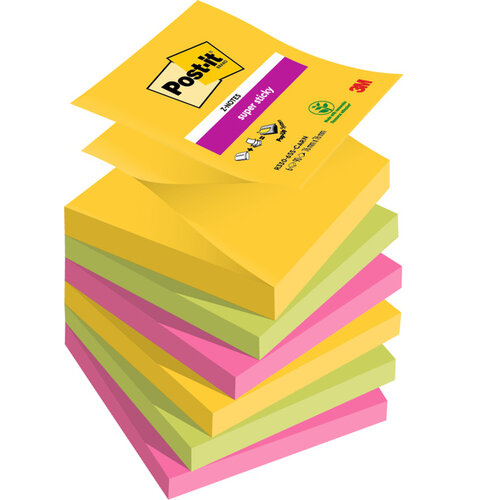 Post-it Memoblok Post-it 3M Z-Note R330 Super Sticky 76x76mm Carnival 6 stuks
