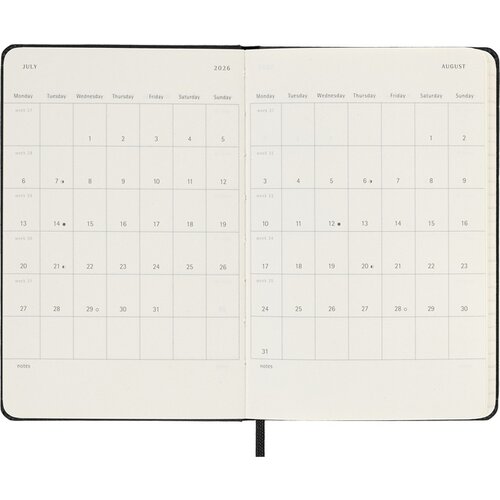 Moleskine Agenda 2025/2026 Moleskine 18M Planner Weekly 7 jours/1 page Pocket CR noir