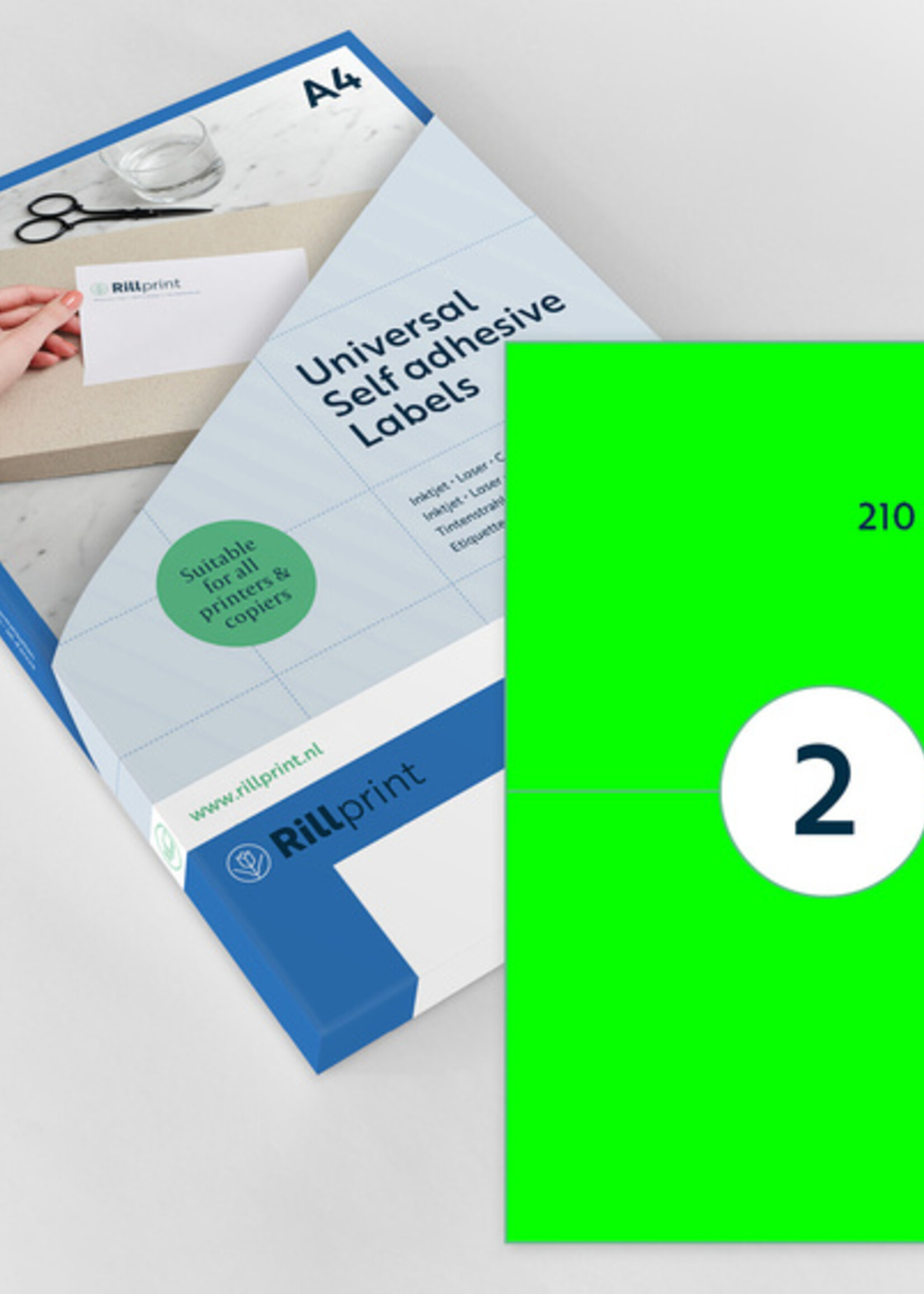 Rillprint Etiket Rillprint 210x148mm fluorgroen 200 etiketten
