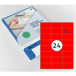 Etiquette Rillprint 70x37mm rouge fluo 2400 étiquettes