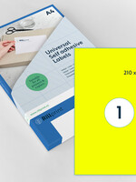 Rillprint Etiket Rillprint 210x297mm fluorgeel 100 etiketten