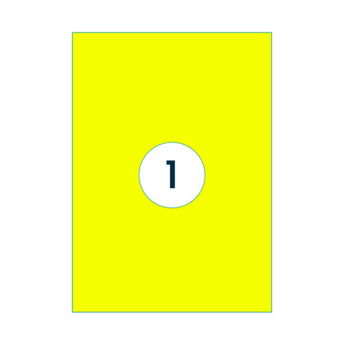 Rillprint Etiket Rillprint 210x297mm fluorgeel 100 etiketten