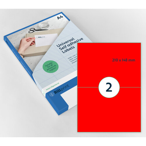 Rillprint Etiquette Rillprint 210x148mm rouge fluo 200 étiquettes