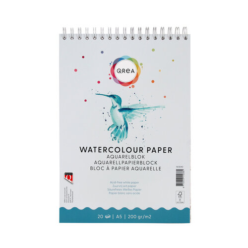 Qrea Aquarelblok Qrea A5 20 vel 200gr spiraal