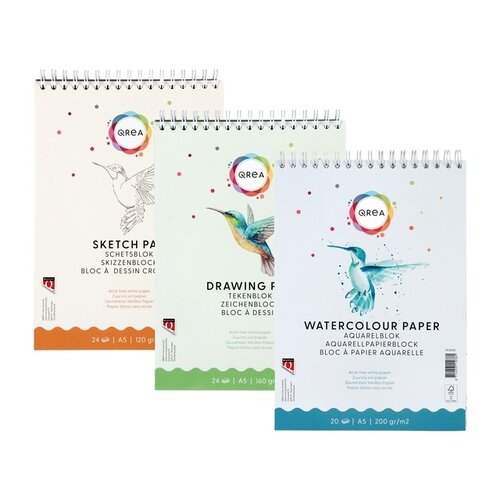Qrea Aquarelblok Qrea A5 20 vel 200gr spiraal