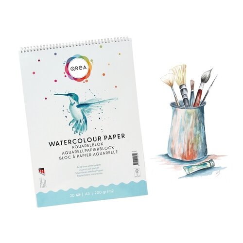 Qrea Bloc aquarelle Qrea A3 20 feuilles 200g spirale