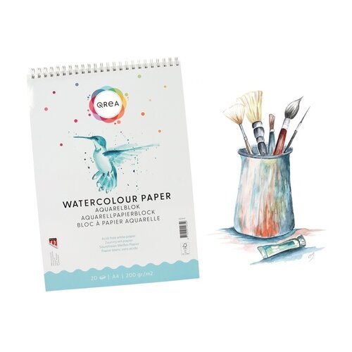 Qrea Aquarelblok Qrea A4 20 vel 200gr spiraal
