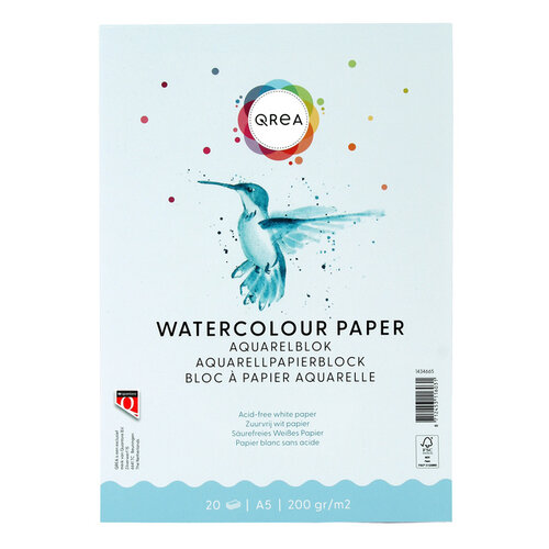 Qrea Bloc aquarelle Qrea A5 20 feuilles 200g collé