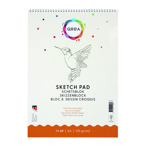 Qrea Bloc à croquis Qrea A3 24 feuilles 120g spirale