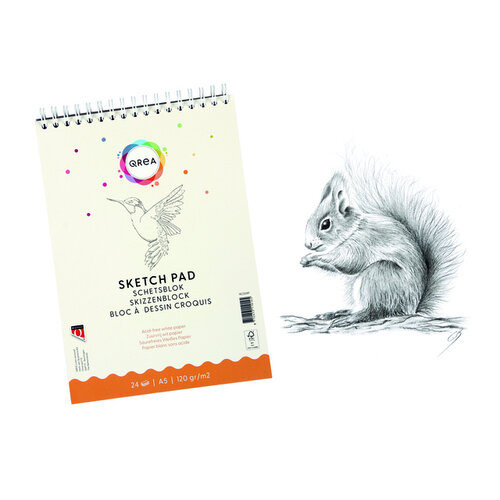 Qrea Bloc à croquis Qrea A5 24 feuilles 120g spirale