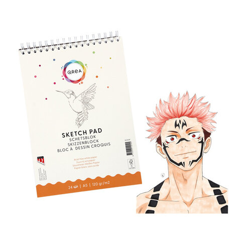 Qrea Bloc à croquis Qrea A5 24 feuilles 120g spirale