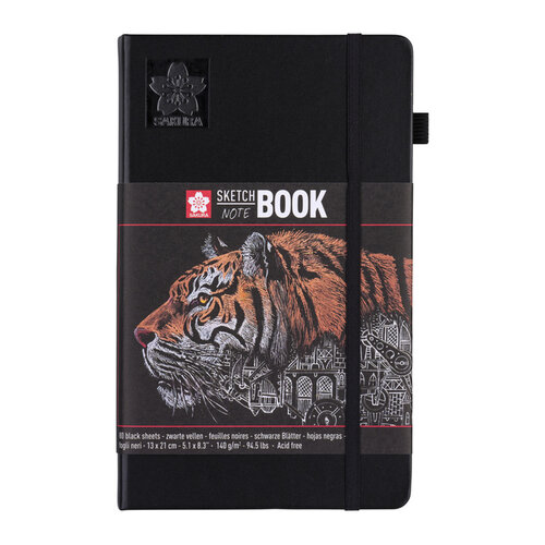 Sakura Schetsboek Sakura 80 zwarte vellen 140gr 130x210mm zwart