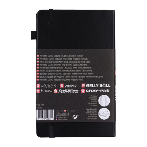 Sakura Schetsboek Sakura 80 zwarte vellen 140gr 130x210mm zwart