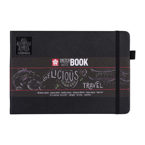 Sakura Schetsboek Sakura 80 zwarte vellen 140gr 210x148mm zwart